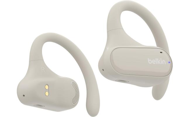 Belkin SoundForm ClearFit Open-Ear Wireless Earbuds, Lightweight Sport Earphones, Bluetooth Earbuds w/Long-Lasting Comfort, IPX5 Waterproof Earbuds for iPhone, Hiking, Biking, Running, & More - Sand